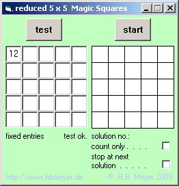 reduced 5x5 magic square